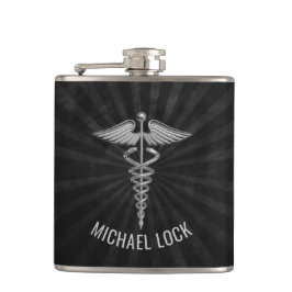 銀製の医学の記号のパーソナライズなナースの医者 フラスク