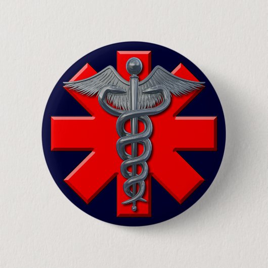 銀製の医療専門家の記号 缶バッジ (正面)