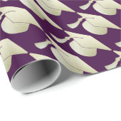 銀製の卒業の帽子パターン紫色 ラッピングペーパー (ロールコーナー)