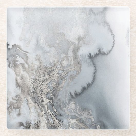 銀製の大理石のガラスコースター ガラスコースター (正面)