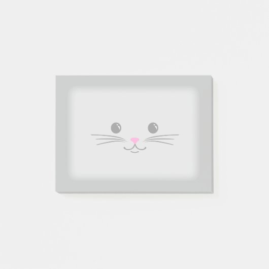 銀製の子猫猫のかわいい動物の顔のデザイン ポストイット (正面)