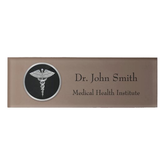 銀製の専門の医学のケリュケイオン-名札 名札 (正面)