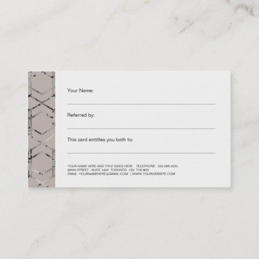 銀製の幾何学的な割引カード 割引カード (裏面)