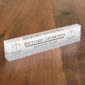 銀製の弁護士 デスクネームプレート (側面)