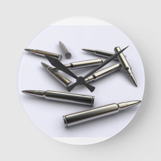 銀製の弾丸の時計 ラウンド壁時計 (正面)