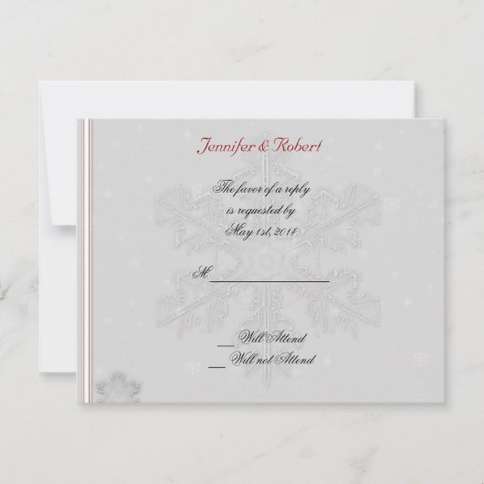 銀製の応答カードの雪片 出欠カード (正面)