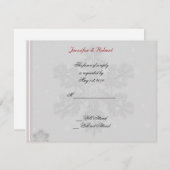 銀製の応答カードの雪片 出欠カード (正面/裏面)