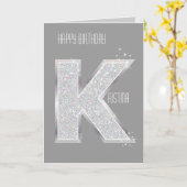 銀製の手紙K カード (黄色い花)