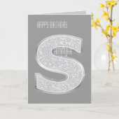 銀製の手紙S カード (黄色い花)