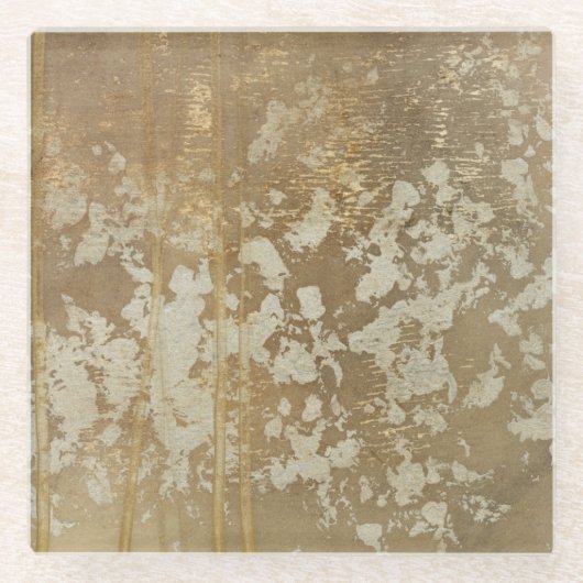 銀製の斑点と絵を描く抽象的な金ゴールド ガラスコースター (正面)