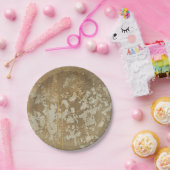 銀製の斑点と絵を描く抽象的な金ゴールド ペーパープレート (パーティー)