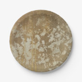 銀製の斑点と絵を描く抽象的な金ゴールド ペーパープレート (正面)