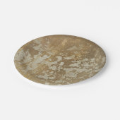 銀製の斑点と絵を描く抽象的な金ゴールド ペーパープレート (アングル)