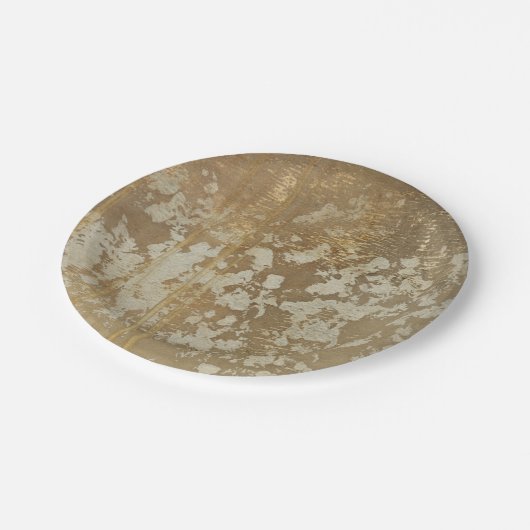 銀製の斑点と絵を描く抽象的な金ゴールド ペーパープレート (アングル)