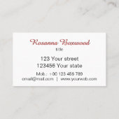 銀製の旗のカスタムの文字との勾配のバラの赤 名刺 (裏面)