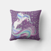 銀製の星との紫色およびピンクのユニコーン クッション (裏面)