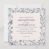 銀製の植物の|花の結婚式のピンク|の正方形| 招待状 (正面)