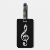 銀製の派手なきらめく音楽ノート ラゲッジタグ (裏面縦)