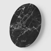 銀製の灰色および黒の大理石の石 ラージ壁時計 (傾斜)