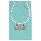 銀製の王冠の小さいギフトバッグが付いているロビン卵の青 スモールペーパーバッグ (裏面)