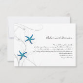 銀製の珊瑚の結婚式のリハーサルを用いる青いヒトデ 招待状 (正面)