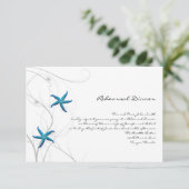 銀製の珊瑚の結婚式のリハーサルを用いる青いヒトデ 招待状 (スタンド正面)