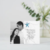 銀製の珊瑚の結婚式の婚約を用いる青いヒトデ 招待状 (スタンド正面)