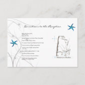 銀製の珊瑚の結婚式の方向を用いる青いヒトデ エンクロージャーカード (正面)