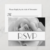 銀製の白いバラRSVPの結婚式の応答カード 出欠カード (正面/裏面)