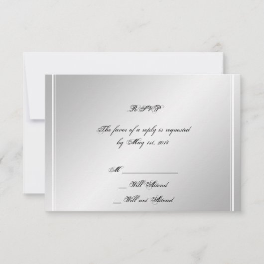 銀製の白い雪片の冬の応答カード 出欠カード (正面)