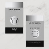 銀製の白黒の名刺BW 12のシェフ 名刺 (正面/裏面)