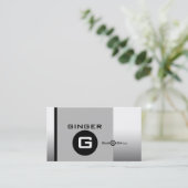 銀製の白黒の名刺BW 3のレストラン 名刺 (スタンド正面)