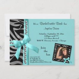 銀製の真珠およびシマウマが付いているティール（緑がかった色）の弓は縞で飾ります 招待状