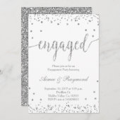 銀製の紙吹雪の婚約パーティの招待状 招待状 (正面/裏面)