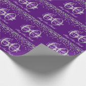 銀製の紫色の第60誕生日のグリッターの紙吹雪 ラッピングペーパー (角)