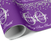 銀製の紫色の第60誕生日のグリッターの紙吹雪 ラッピングペーパー (ロールコーナー)
