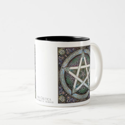 銀製の結び糸細工の星形五角形のマグ ツートーンマグカップ (正面右)