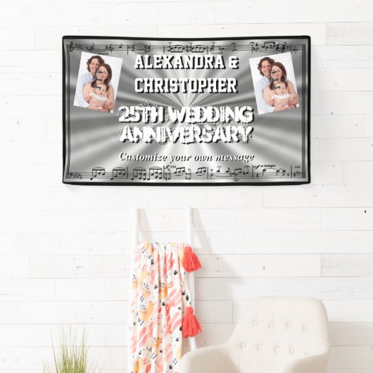 銀製の結婚記念日のカスタムの写真 横断幕 (インサイチュ)