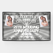 銀製の結婚記念日のカスタムの写真 横断幕 (横)