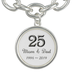 銀製の結婚記念日は1994 2019年を育てます チャームブレスレット