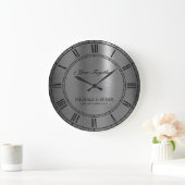 銀製の結婚記念日(個人化して下さい) ラージ壁時計 (ホーム)