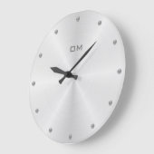 銀製の背景のエレガントな灰色の点 ラージ壁時計 (傾斜)
