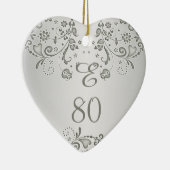 銀製の花柄の渦巻の第80誕生日のハートのオーナメント セラミックオーナメント (右)