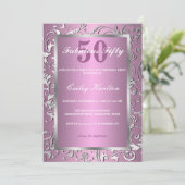 銀製の華麗さ華美なパターンピンクすばらしい50 招待状 (スタンド正面)