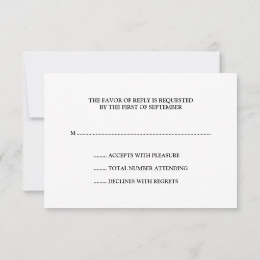 銀製の落下星RSVP 出欠カード (裏面)