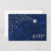 銀製の落下星RSVP 出欠カード (正面/裏面)