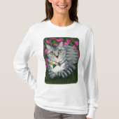 銀製の虎猫猫の庭猫のファンタジーの芸術のワイシャツ Tシャツ (正面)