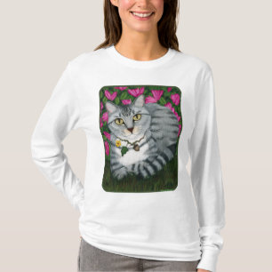銀製の虎猫猫の庭猫のファンタジーの芸術のワイシャツ Tシャツ