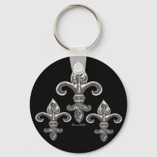 銀製の調子Fleur De Lys Keychain キーホルダー