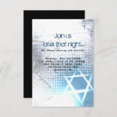 銀製の質の星のバーのバルミツワーのパーティーカード 招待状 (正面/裏面)